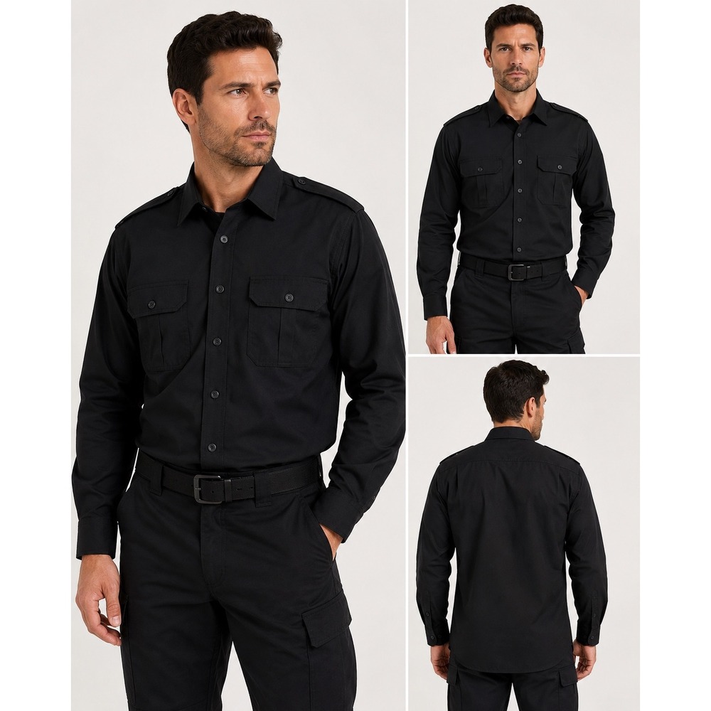Red Level Nine Tactical Security Uniform Shirt Men's XXL Black Long Sl Button